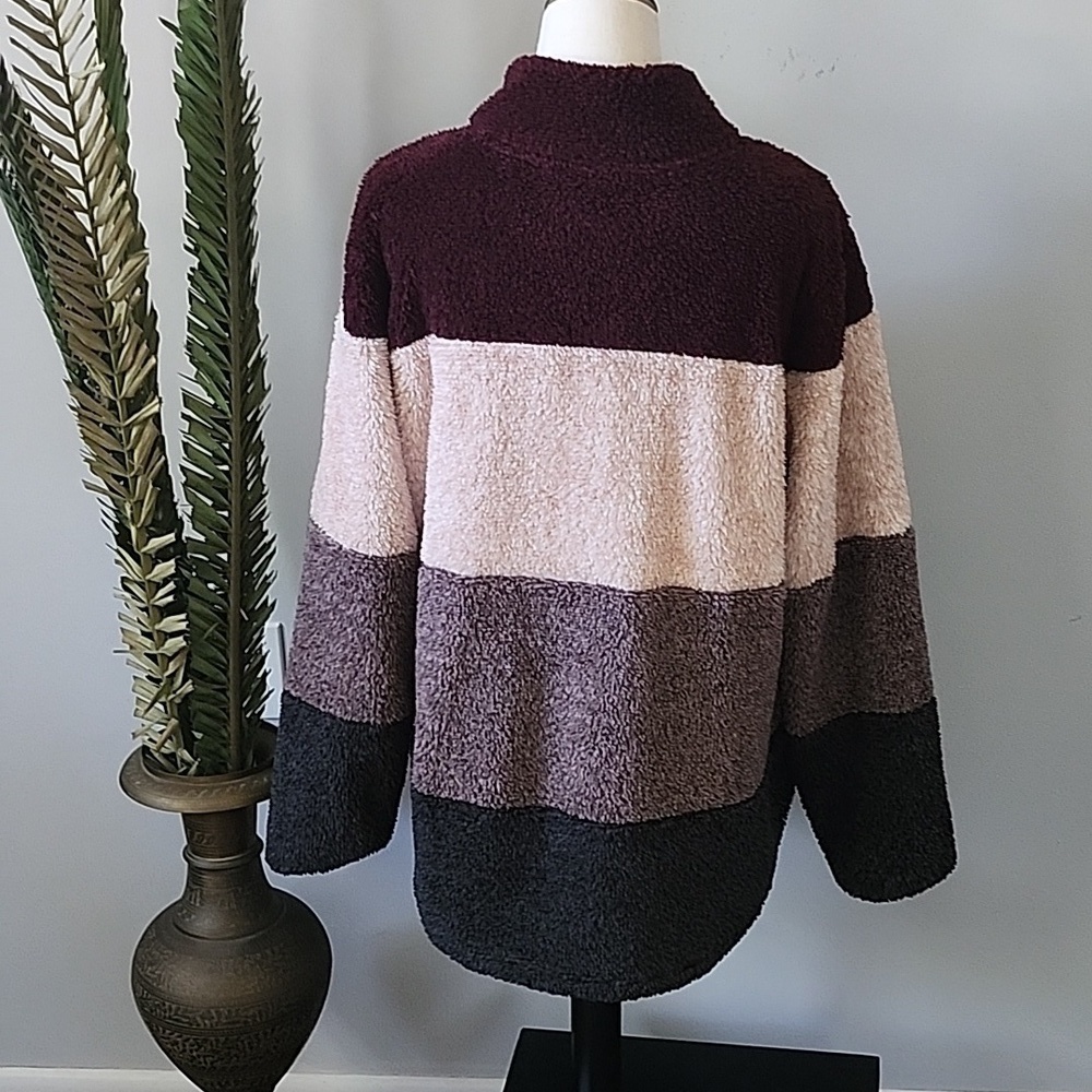 Maurices Multicolored Striped 3/4 Zip Long Sleeve Pullover - Picture 2 of 12